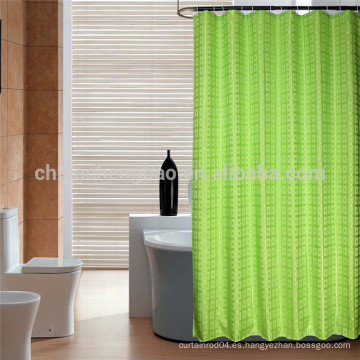 2016 nueva cortina única ganchos impresos cuadrados verde cortina de ducha